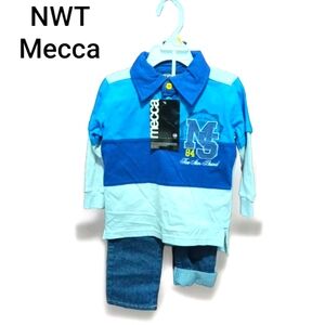 Mecca Boys Toddlers Playwear 2pc Long Sleeve Shirt & Jeans Set Size 2T NWT
